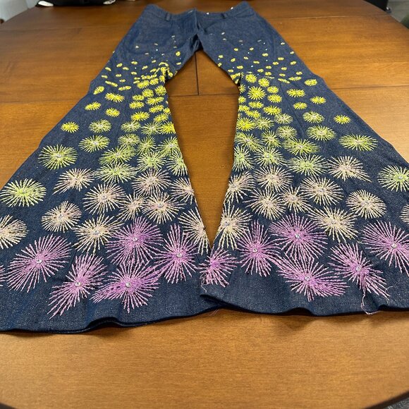Vintage Dior SS 2002 'Firework' Flared Denim Trouser Pants (US 2) - Picture 6 of 16